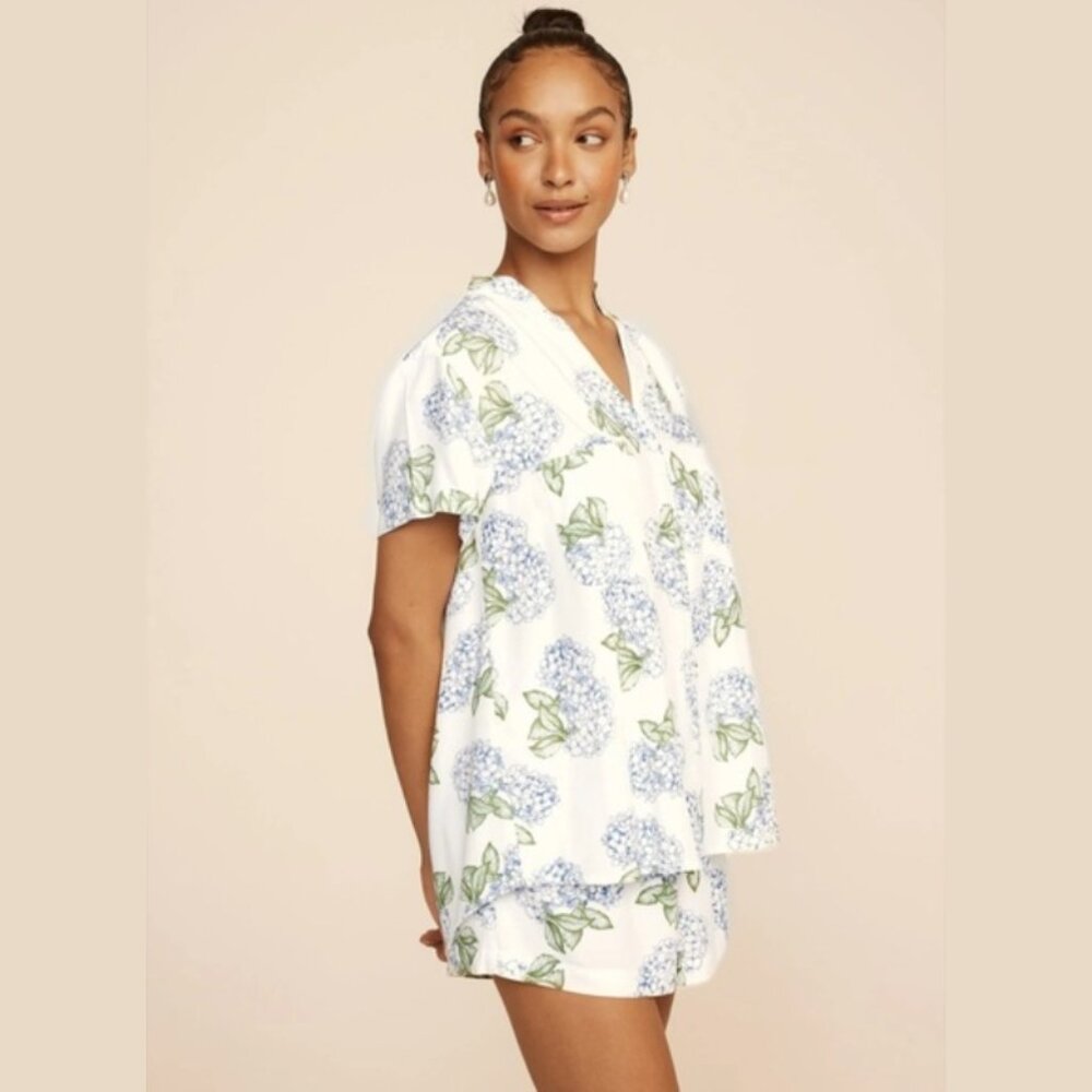 Piyama Hydrangea Floral Short Sleeve Pajama Set - large